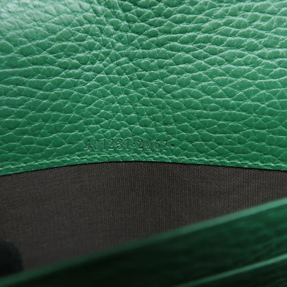 100% Authentic GUCCI Dionysus Green Leather Shoulder Bag - Picture 10 of 12